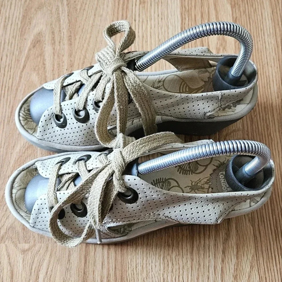 Fly London Leather Lace up Perforated Wedge Sandal Sizs 37. - Picture 7 of 13